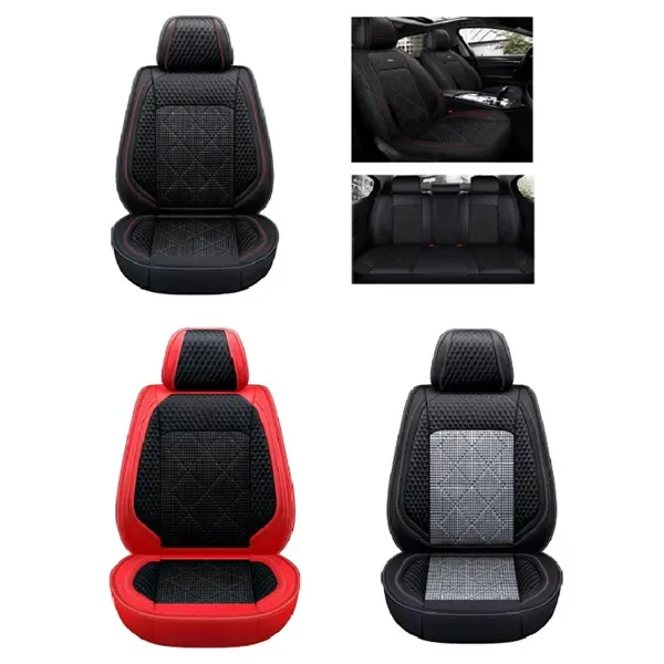 Καλύμματα καθισμάτων αυτοκινήτου σετ 4 τμχ Δερματίνη XH-2 Μαύρο/Κόκκινο/Ασημί
