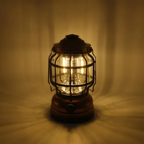 LED Φωτιστικό Φανάρι Μπαταρίας με Γάντζο για Camping COB Θερμό Λευκό ZJ-1990T Χρυσό