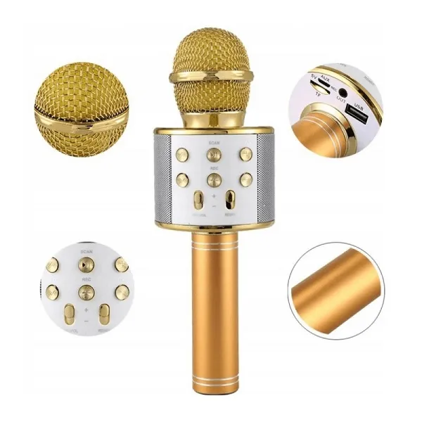 Ασύρματο μικρόφωνο καραόκε bluetooth με ενσωματωμένο ηχείο χρυσό/μαύρο/ασημί/ροζ ZY-911