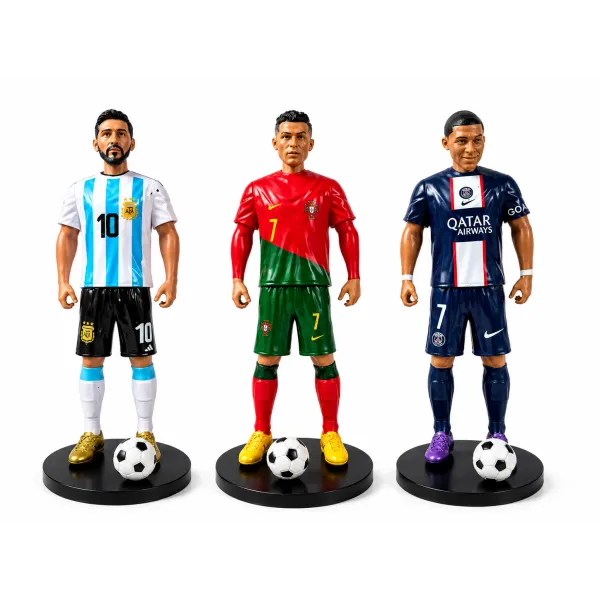 Σετ 3 Φιγούρες Δράσης Ποδοσφαιριστές Lionel Messi Cristiano Ronaldo Kylian Mbappe 30cm 50614-SET