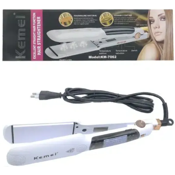 Πρέσα Μαλλιών με Ατμό και Κεραμικές Πλάκες 80W Kemei KM-7062 Λευκή