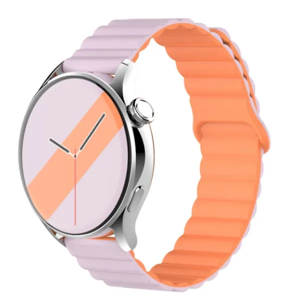 Λουράκι Σιλικόνης για Apple Watch Κούμπωμα Μαγνητικό 42/44/45/49mm M00-12 Μωβ/Πορτοκαλί