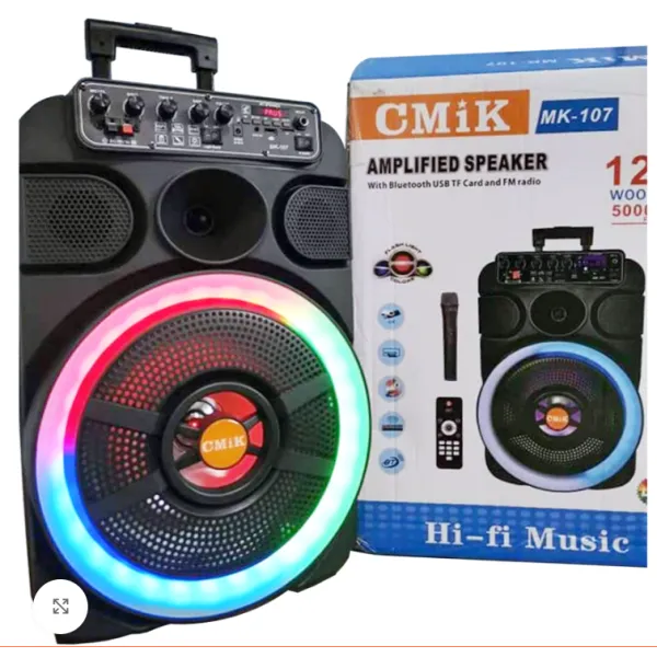 Φορητό Ηχείο 30W με Ασύρματο Μικρόφωνο Καραόκε Bluetooth FM Radio USB Κάρτα Μνήμης Τηλεχειριστήριο RGB Φωτισμό Cmik MK-107 Μαύρο