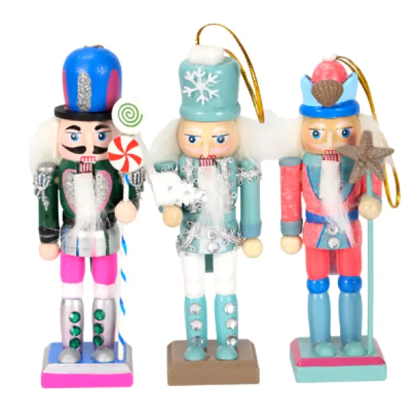 Σετ 3 Τεμ Mohicans Χριστουγεννιάτικοι Κρεμαστοί Καρυοθραύστες Ξύλινοι 12cm SB58517