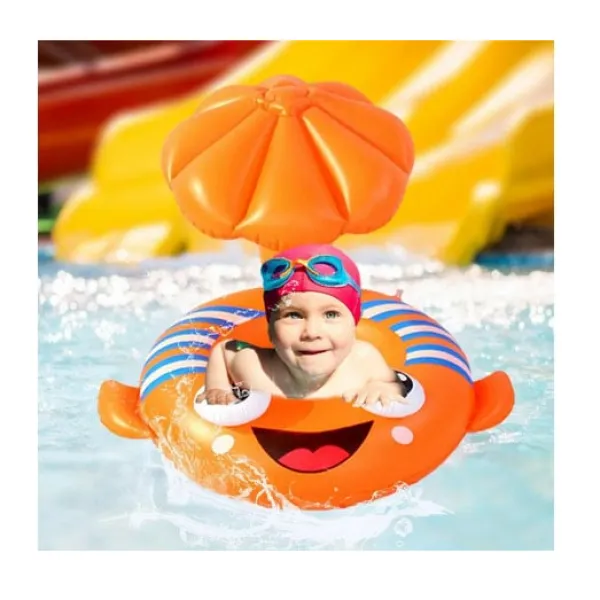 Σωσίβιο Swimtrainer με Μήκος 64εκ. και Σκίαστρο Ψάρι Κλόουν WM-8250 Πορτοκαλί