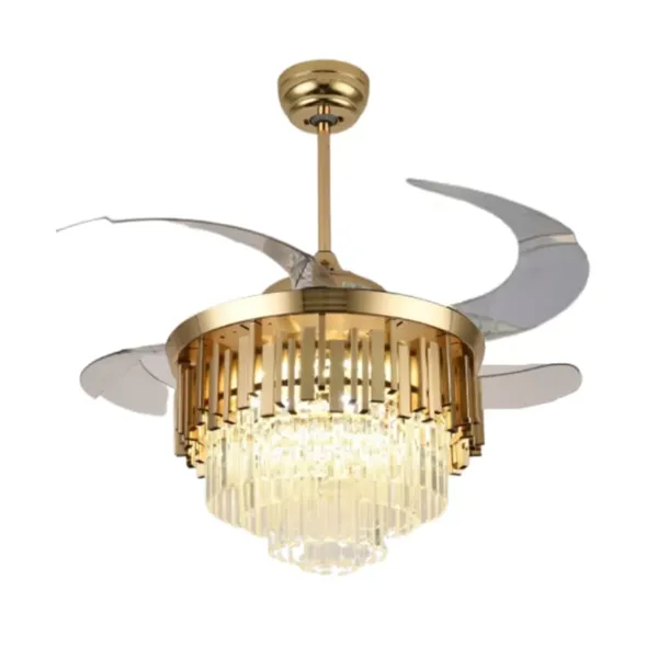 Κρυστάλλινος πολυέλαιος με ανεμιστήρα οροφής για εσωτερικούς χώρους 42" και τηλεχειριστήριο 72w FAN-Y002 χρυσό