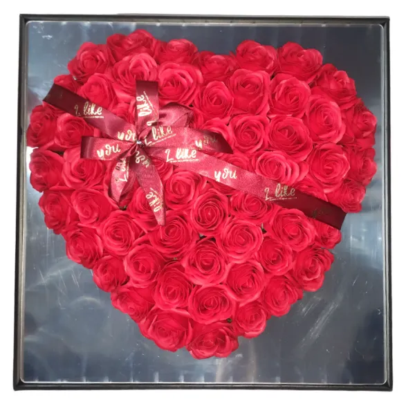 Τρισδιάστατη καρδιά από τριαντάφυλλα 48x48 Κόκκινα