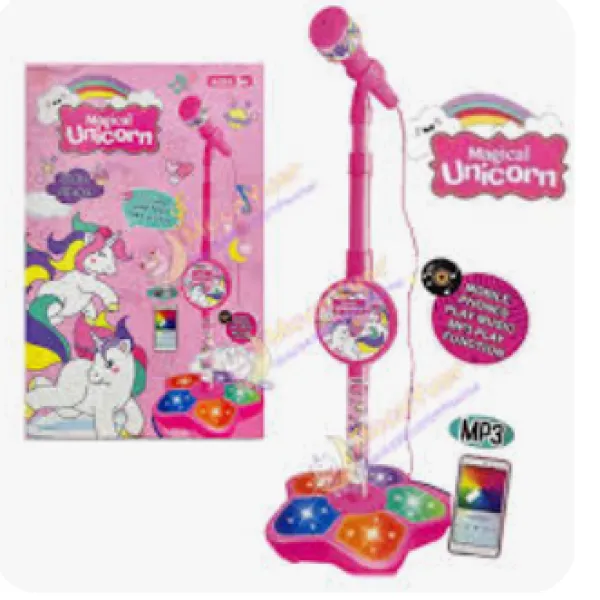 Magical Unicorn Παιδικό μικρόφωνο καραόκε με ρυθμιζόμενη βάση & φωτισμό LED 5369A Ροζ