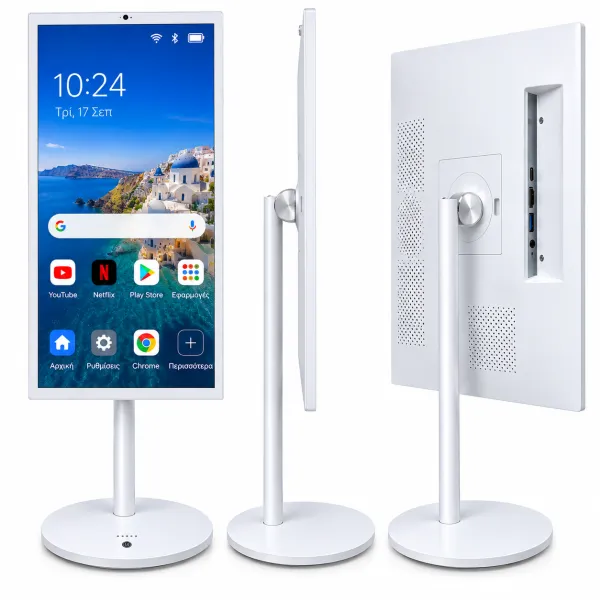Mohicans Smart Οθόνη Αφής 27" Full HD Android 12 4GB/64GB WiFi με Βάση 360° Λευκή