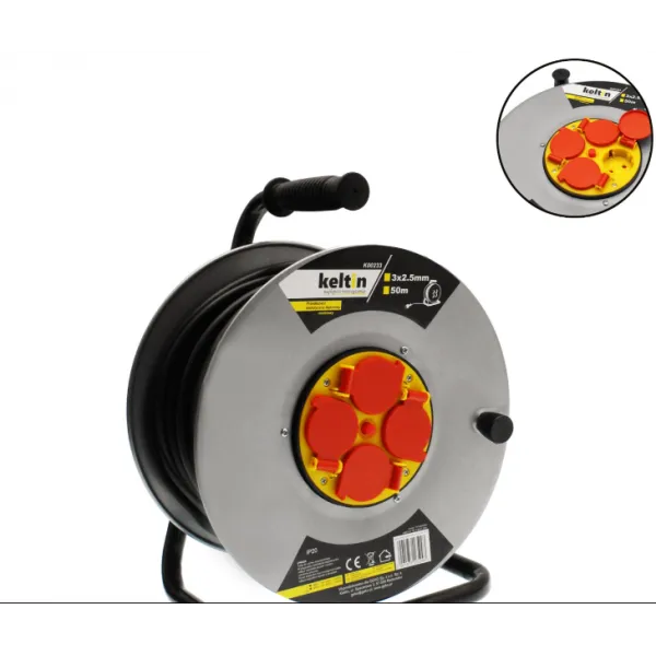 Μπαλαντέζα καρούλι Keltin 4 θέσεων με διατομή καλωδίου 3x1.5mm² 50m M00231 Γκρι