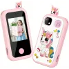Παιδικό έξυπνο τηλέφωνο οθόνη αφής HD διπλής κάμερας Unicorn ψηφιακή βιντεοκάμερα HD με προστατευτικό Unicorn κάλυμμα σιλικόνης +6  B01-UNI Ροζ