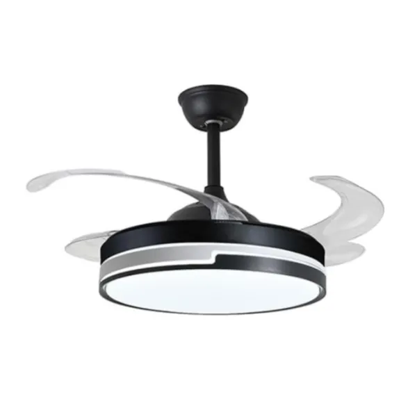 Πτυσσόμενος ανεμιστήρας με μοντέρνο φωτισμό οροφής 48″ και τηλεχειριστήριο 121cm 120W RZ-184 Μαύρο