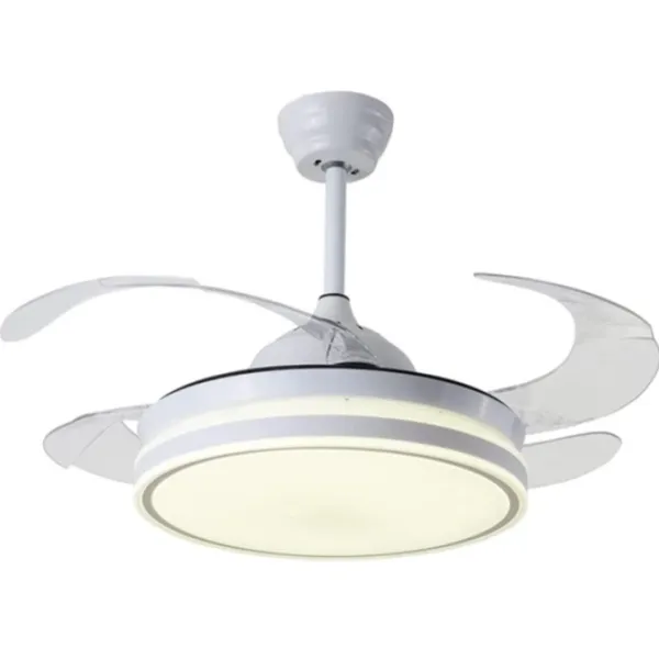 Πτυσσόμενος ανεμιστήρας με μοντέρνο φωτισμό οροφής 48″ και τηλεχειριστήριο 121,92cm 120W RZ-183 Λευκό