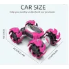 Stunt Motion Twisted RC Car, 2,4 GHz Τηλεχειριστήριο αναρριχητικό αυτοκίνητο 4WD παραμόρφωση με Music Dance Light Διπλής Όψης ZJ001A Ροζ